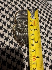 VTG Two Tone Metal Silvertone XL Santa Face Brooch & Pendant Signed Best 3 1/8”