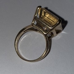 7.99 Grams UTC 14k Yellow Gold Natural Citrine Vintage XX Large Rectangle Ring