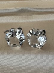 Art Deco Antique Sterling Rock Crystal Hexagon Star earrings