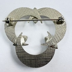 Vintage Black Hematite Brushed Silver Tone Brooch Pin