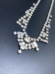 Vintage Clear Rhinestone 14 1/2” Necklace Signed D’ver N Y Screw Earring (3174)