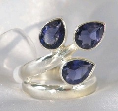Chunky Sterling Silver 925 Bold Iolite Wrap Band Ring Size 8
