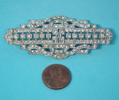 Art Deco Beauty Pot Metal Domed Pave Brooch/Pin 2.9″