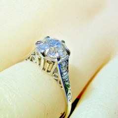 Original EARTH MINED DIAMOND ART Deco Engagement Ring Vintage Platinum Solitaire