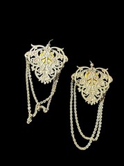 Vtg Butterfly Chandelier Dangling Earrings 3.5” Long Silver Toned Cabochon Stone