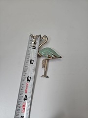 Vintage Aqua Blue Enamel Flamingo Brooch Pin Statement Brooch Miami