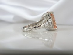 Vintage Sterling Silver 925 Large Champagne Gemstone Cable Ring Size 7