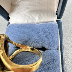 SETA Gold Plated Black Onyx Caabochon Rhinestone Cab Ring Vintage Sz 8