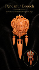 Museum Quality Victorian Carved Red Coral Demi-Parure Brooch & Drop Earrings