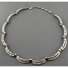 Vintage Trifari Necklace Double Baguette Rhinestones Art Deco Hook Clasp 16″