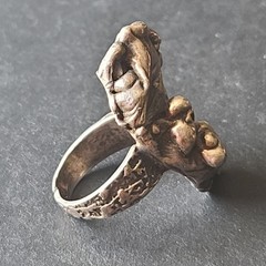 VTG MCM Sterling Silver Brutalist Modernist Abstract Embrace Statement Ring Sz 7