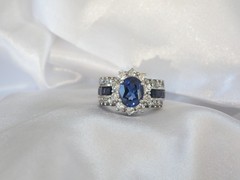 Vintage Sterling Silver 925 Simulated Sapphire Princess Diane Replica Ring 8