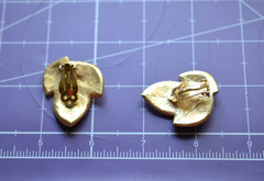 TRIFARI Necklace Clip Earring Set LEAF LEAVES Brush Gold Tone Vintage 19 in. Vtg