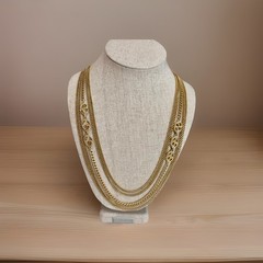 1960s 1970s Monet Multi-strand Chain Necklace Long Opera Length Gold Tone Signed