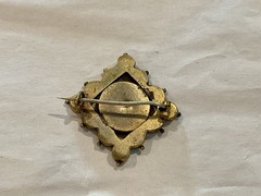 ANTIQUE VICTORIAN VATICAN ITALY MICRO MOSAIC ONE INCH FLORAL BROOCH PIN
