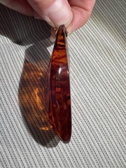 Vintage Large Amber Pendant 14g Freeform Shape Marked Bail Marked 333 8K Gold
