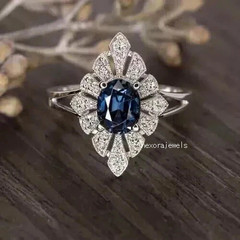 2Ct Art Deco Style Lab Created Diamond Wedding Engagement 14K White Gold FN Ring