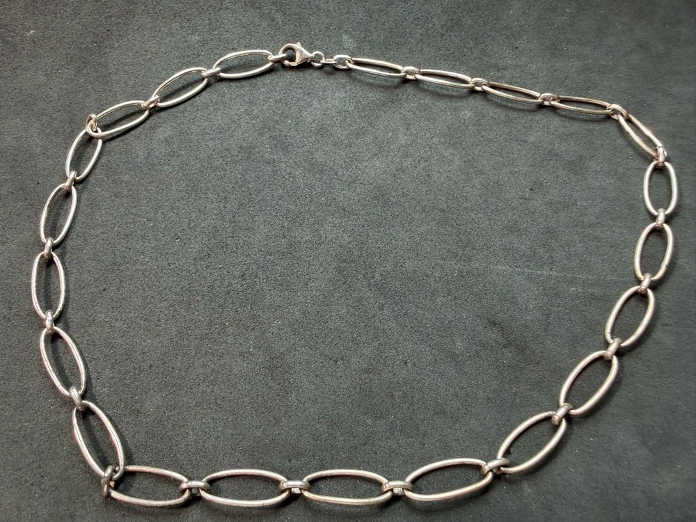 13.47g Vintage Sterling Silver 925 Oval Link Chain Necklace 18 in M