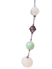 PASTEL COLOR PINK GREEN AND PURPLE PLASTIC BEADED NECKLACE ILLUSION VINTAGE