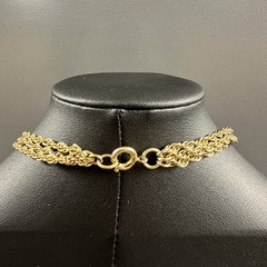 Vintage Monogram Necklace Pendant Multi Strand Chain Statement Gold Tone 18″