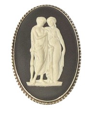 Vintage Wedgewood Goddess Cameo Sterling Silver Brooch In Original Box