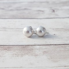 Vintage Screw Back Earrings 0.5″ Faux Pearl Classic Stylish – Stamped “Sterling”