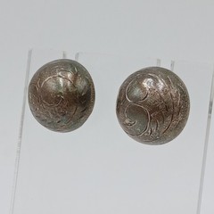 VTG 925 Dome Stud Earrings 0.5in Sterling Silver 3.85g Etched Swirl Estate READ