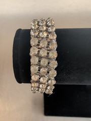 Vintage Silver Tone Rhinestone, Stretchable Bracelet-Made in Japan UNIQUE