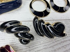 Vintage 1980s 1990’s Enamel Pierced Earrings Lot Of 16 Unmarked