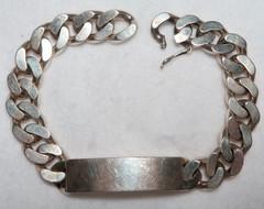 VINTAGE STUNNING STERLING SILVER CUBAN LINK HEAVY ID BRACELET ~SIGNED: 925