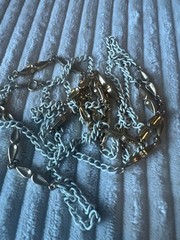 Vintage Napier Signed Gold and White Link Long Chain Necklace 60” !! H3