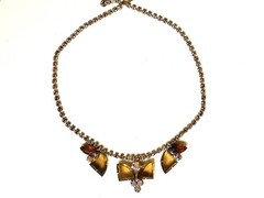 RARE Delizza & Elster JULIANA Butterscotch Carmel AB Rhinestone Choker Necklace