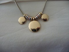LOFT SIGNED ROSE GOLD SILVER GOLD TONE METAL BEADS w DROPS CHAIN NECKLACE #23/5A