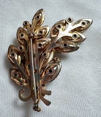 Vintage Amethyst Rhinestone Spray Brooch AB Crystal Gold Tone Mid Century