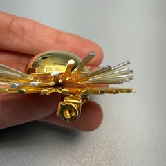 Vintage Sunburst Starburst Mixed Metal Brooch 2″ Atomic Space Age Statement