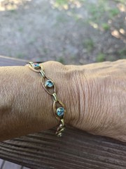 Art Deco Blue Zircon 14k Gold Bracelet