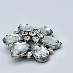 Elegant Flower Brooch Vintage Clear Jeweled Floral Estate Jewelry Floral Pin