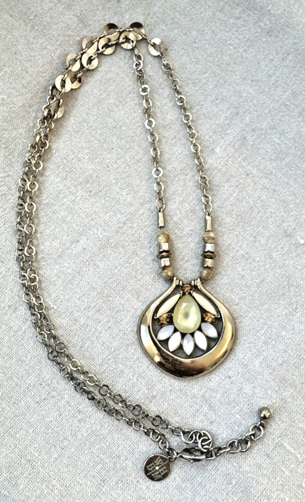 WHBM GOLD yellow y2k 1990s 2000s long Necklace Unique Stones Rhinestones chain