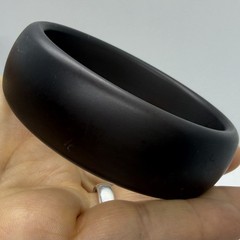 Vtg Matte Black Semi-Translucent Lucite Chunky Bangle Bracelet Round 8.5 in