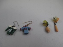 Vintage Sports Earrings hand made polymer clay baseball football