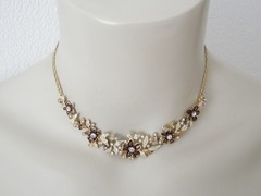 Attwood & Sawyer Collier Necklace Vintage Enamel Rhinestone Gold 39 cm