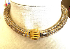 VTG YSL Snake Gold Choker Slinky Yves Saint Laurent Necklace 15” 90s 80s