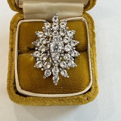 PANETTA Sterling Silver Rhinestone Cocktail Ring Size 7.75 Vintage Original Box