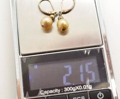 Sterling Silver Faux Pearl Earrings Designer MO Pierced Dangle Drop Leverback