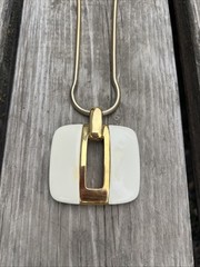 Vintage LANVIN IVORY KEYHOLE PENDANT NECKLACE