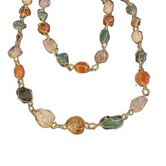 Vintage Caged Gemstone Gold Tone Multicolor Necklace