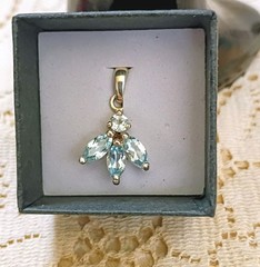 Vintage Sterling Silver 925 Natural Sky Blue Marquise Topaz Pendant