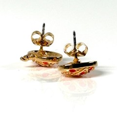 Vintage Avon Gold Tone Pumpkin Earrings Orange Rhinestone Fall Autumn – 1997