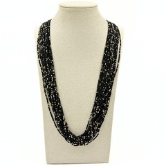 Vintage Retro Black Gold Glass Seed Beads 25 Strands Torsade Necklace