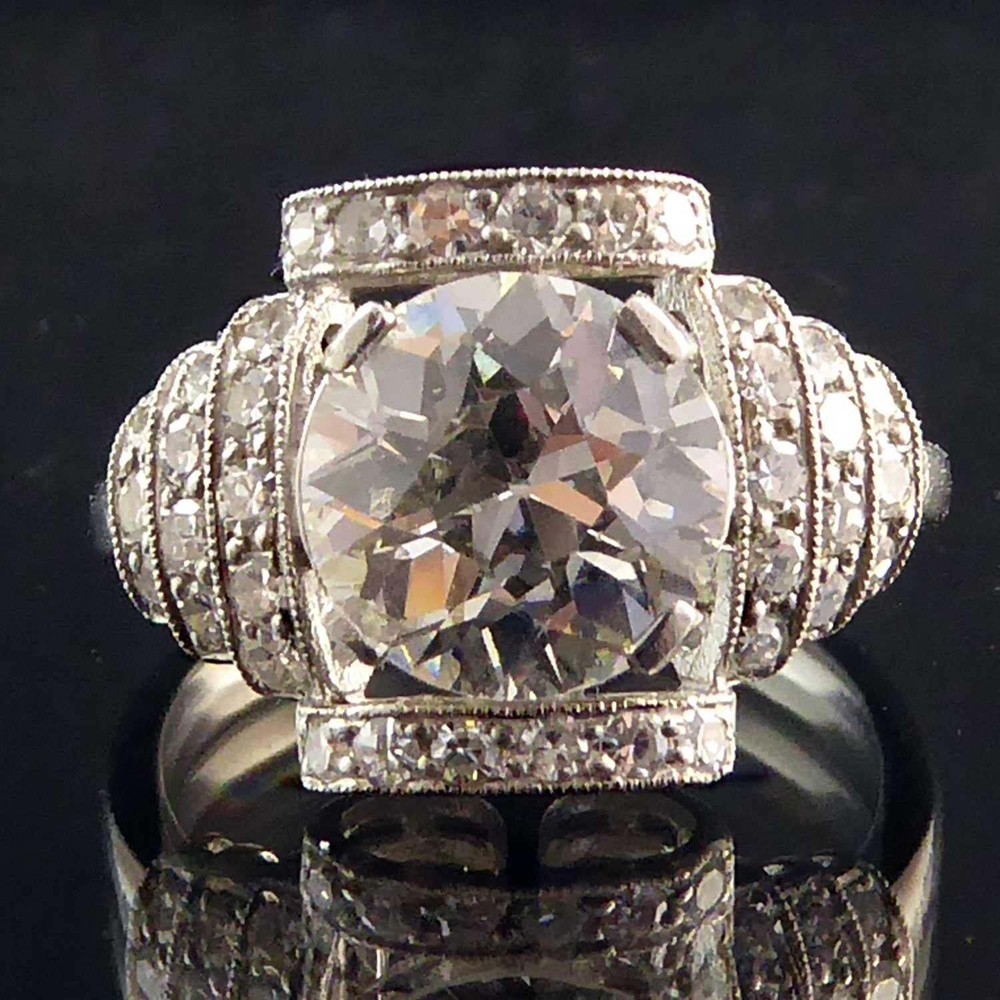 Vintage 2.60CT White Round Cut CZ Art Deco Anniversary Gift Ring in 925 Silver